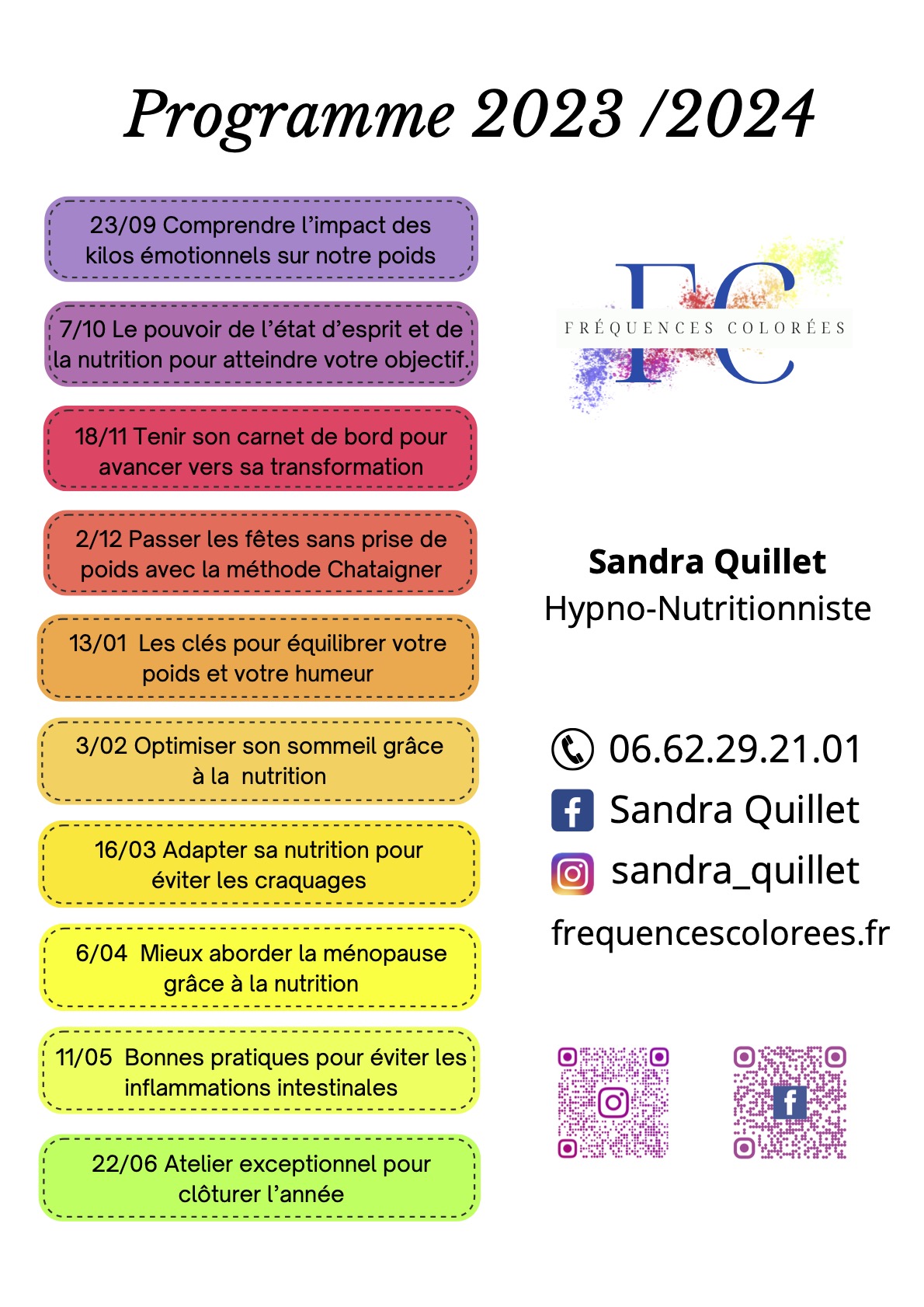 L'hypno nutrition calendrier sandra quillet le havre